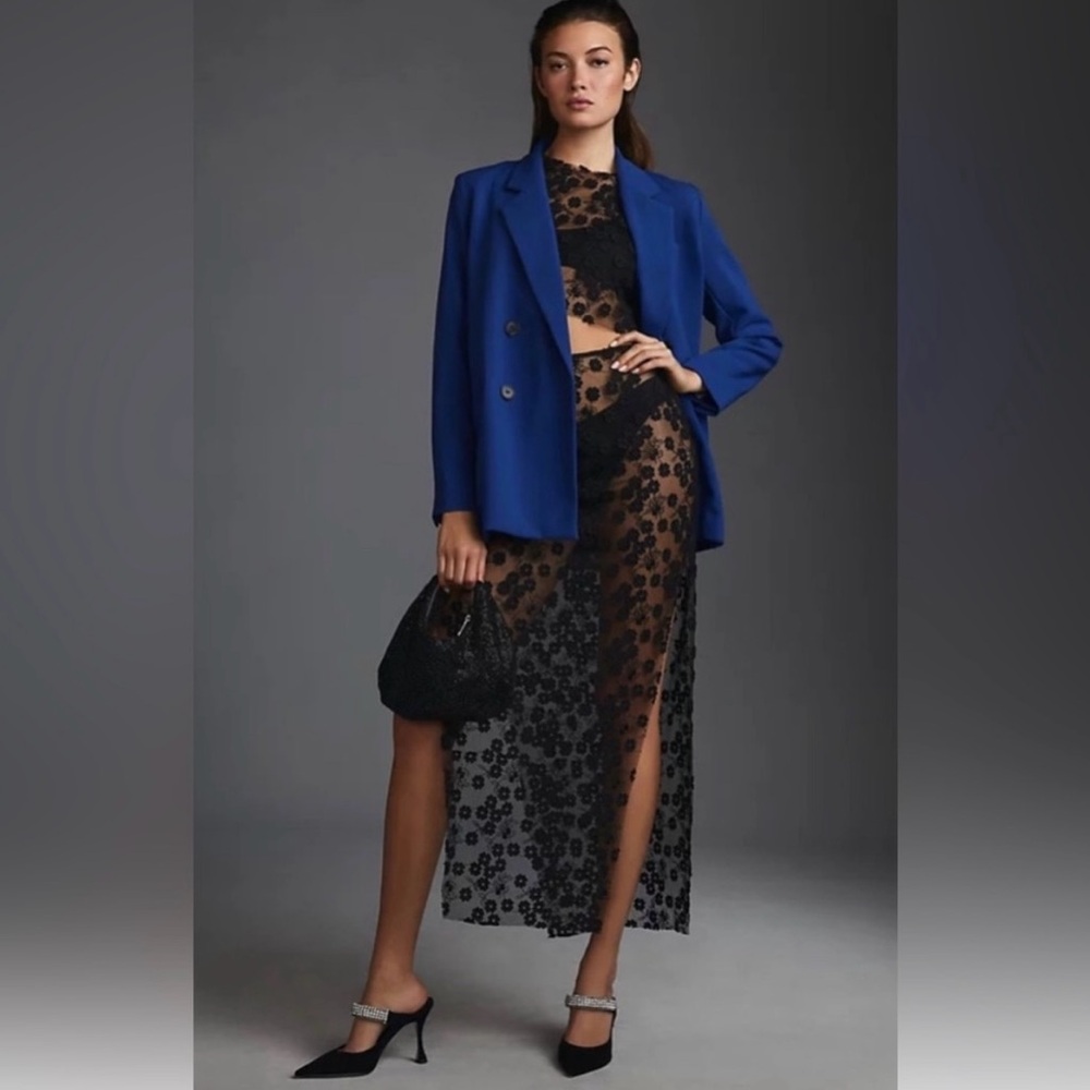 Anthropologie Maeve Blue Oversized Blazer